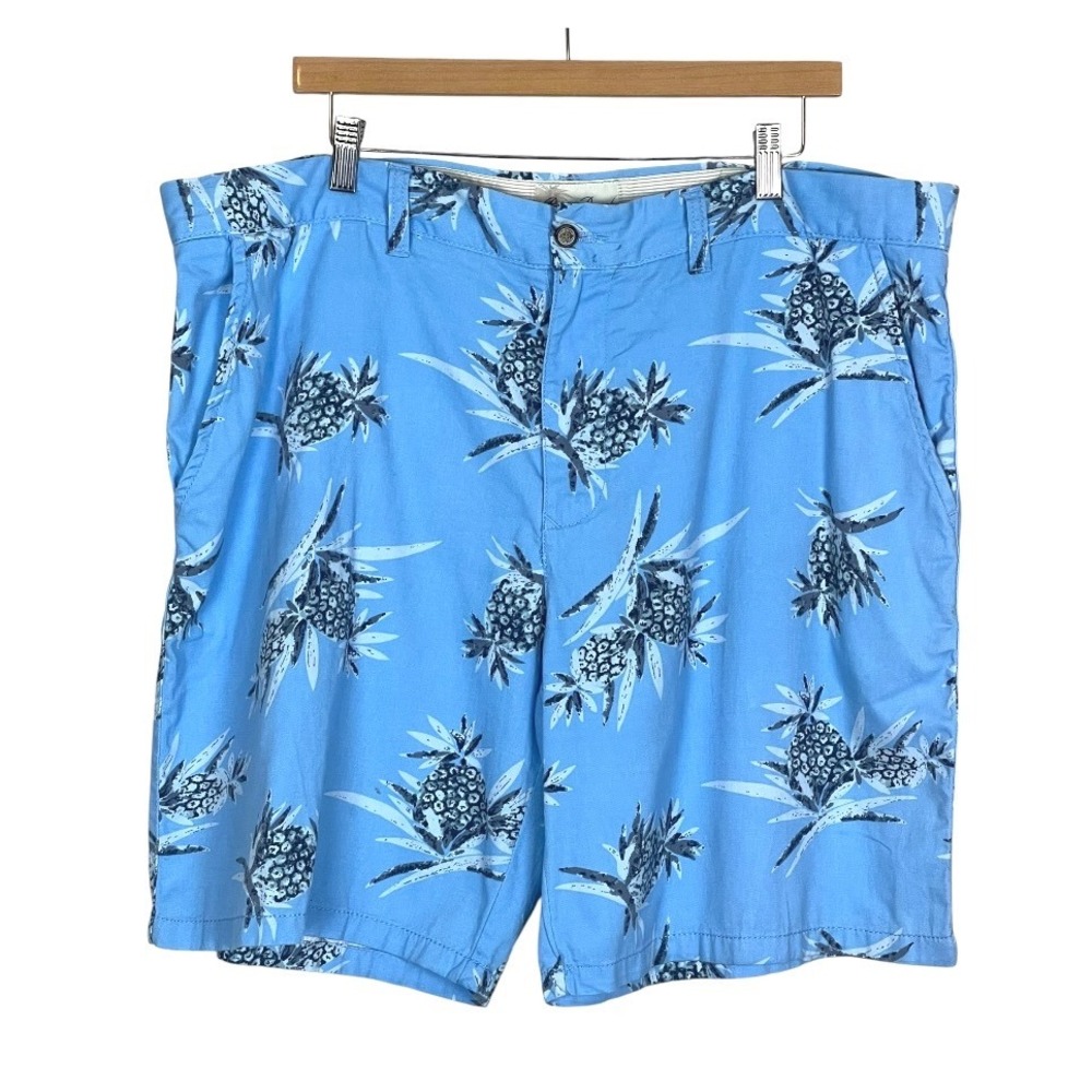 Palm Beach Mens Blue Pineapple Print Classic Fit Shorts Size 40 Clear Sky Print